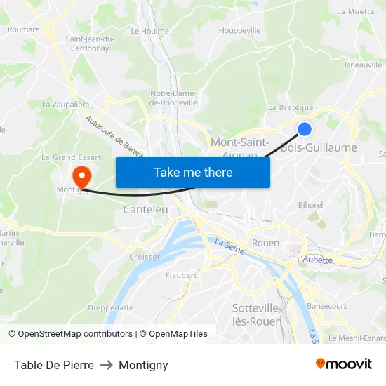 Table De Pierre to Montigny map