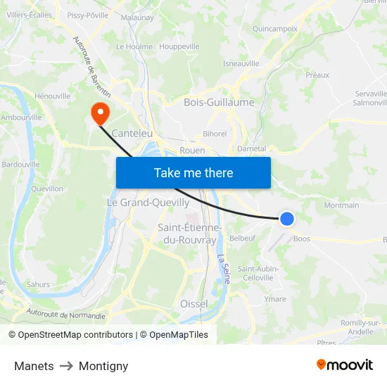 Manets to Montigny map