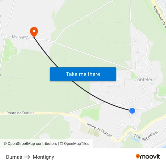 Dumas to Montigny map