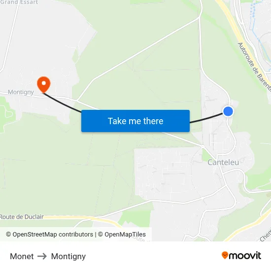 Monet to Montigny map