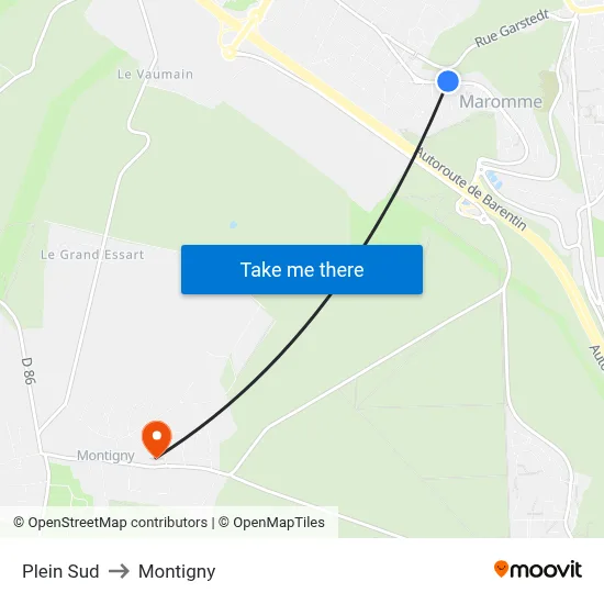 Plein Sud to Montigny map