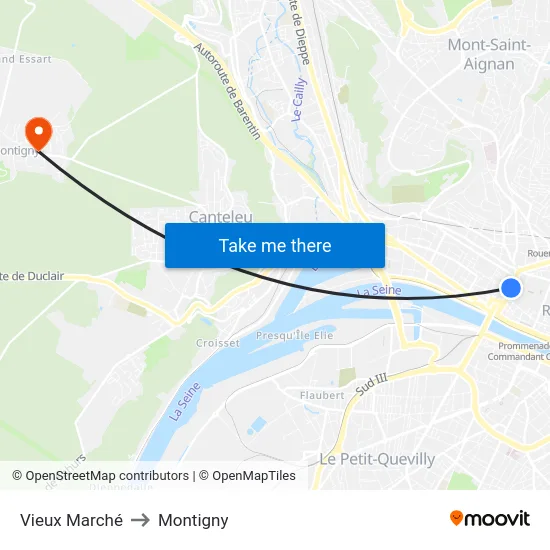 Vieux Marché to Montigny map