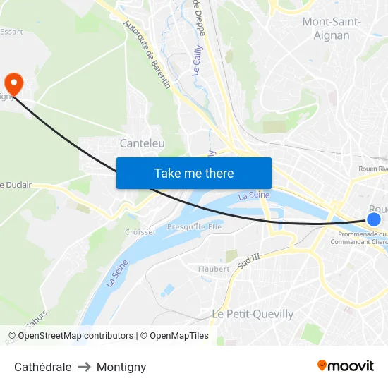 Cathédrale to Montigny map