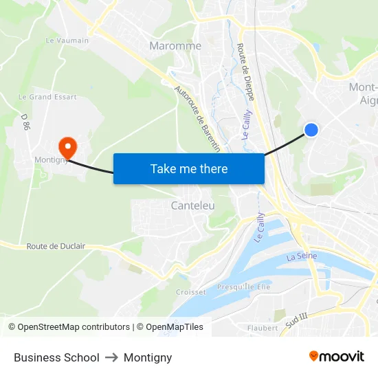 Business School to Montigny map