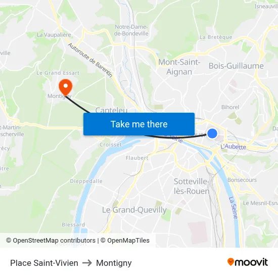 Place Saint-Vivien to Montigny map