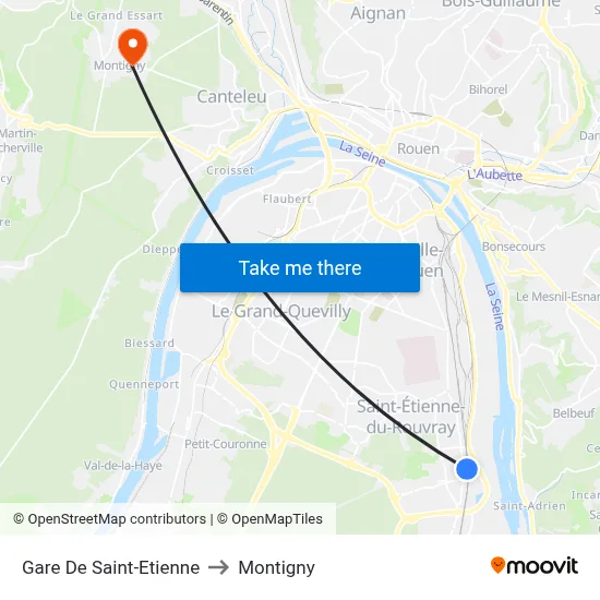 Gare De Saint-Etienne to Montigny map