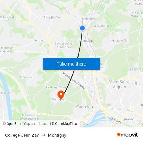 Collège Jean Zay to Montigny map