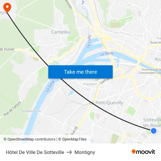 Hôtel De Ville De Sotteville to Montigny map