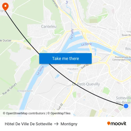 Hôtel De Ville De Sotteville to Montigny map