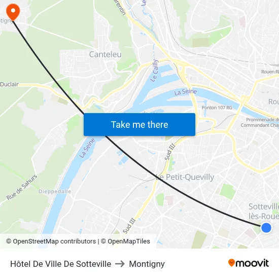 Hôtel De Ville De Sotteville to Montigny map
