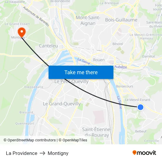 La Providence to Montigny map