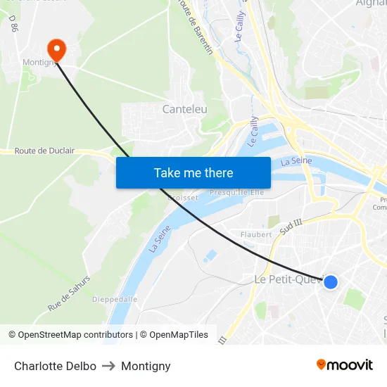 Charlotte Delbo to Montigny map