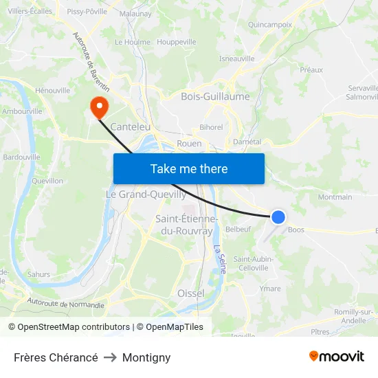 Frères Chérancé to Montigny map