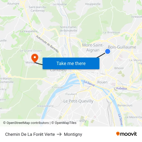 Chemin De La Forêt Verte to Montigny map