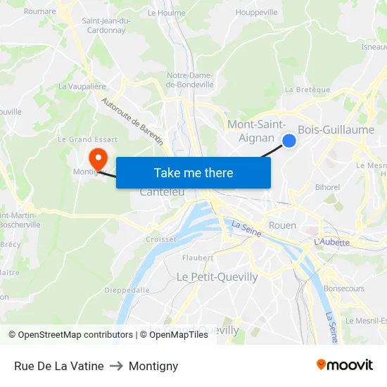 Rue De La Vatine to Montigny map