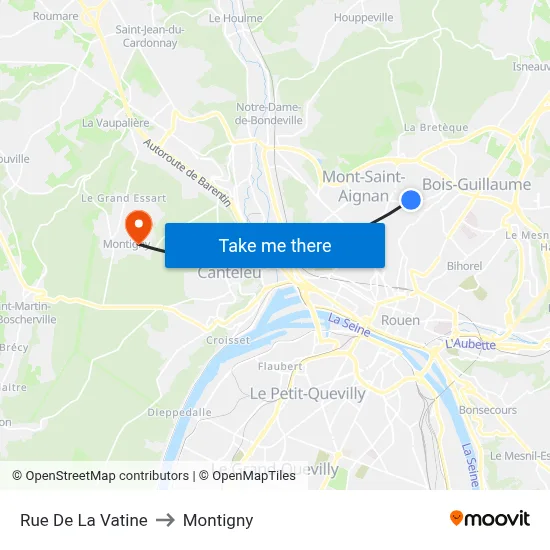 Rue De La Vatine to Montigny map