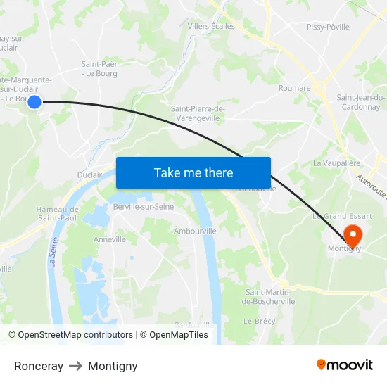 Ronceray to Montigny map