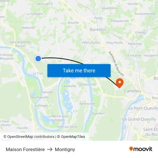 Maison Forestière to Montigny map