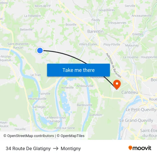 34 Route De Glatigny to Montigny map