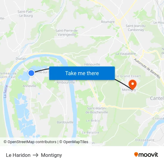 Le Haridon to Montigny map