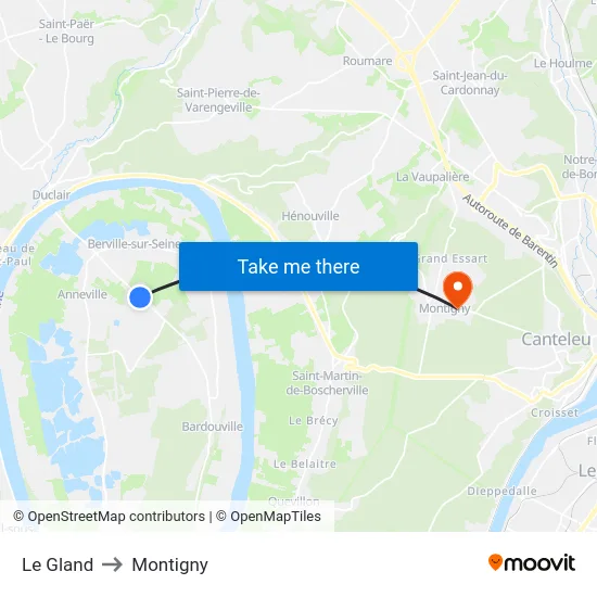 Le Gland to Montigny map