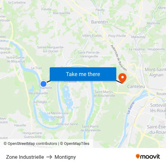 Zone Industrielle to Montigny map