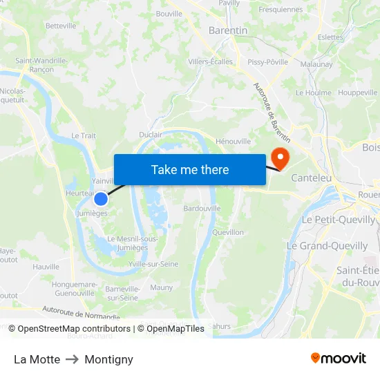 La Motte to Montigny map