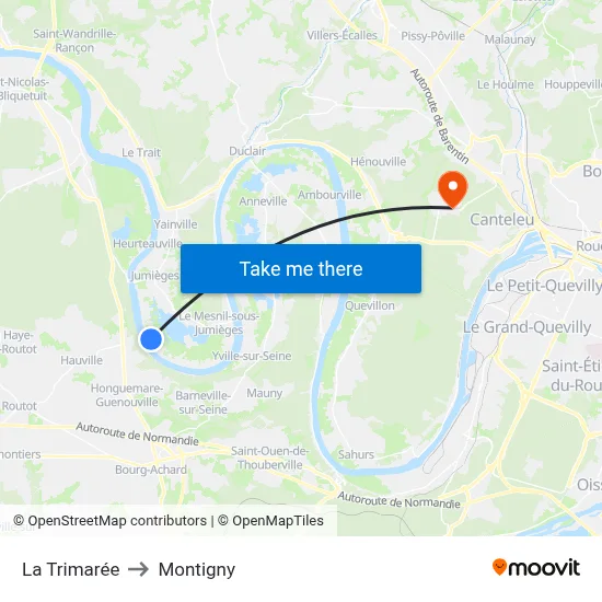 La Trimarée to Montigny map