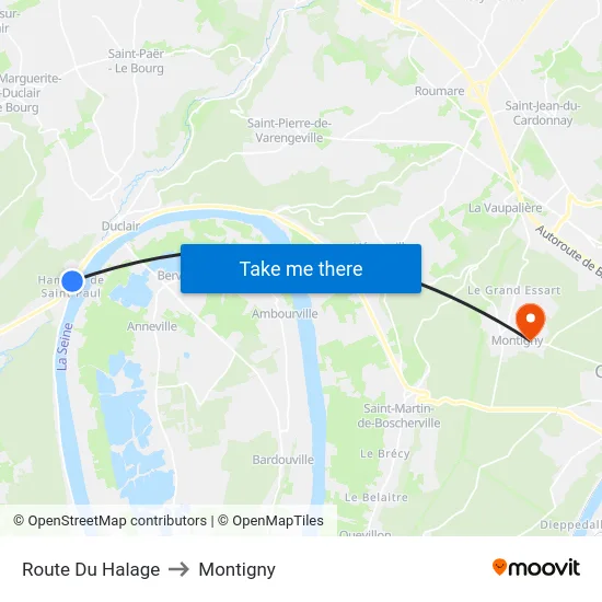 Route Du Halage to Montigny map