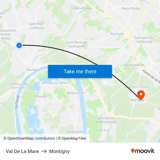 Val De La Mare to Montigny map