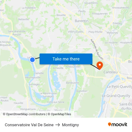 Conservatoire Val De Seine to Montigny map
