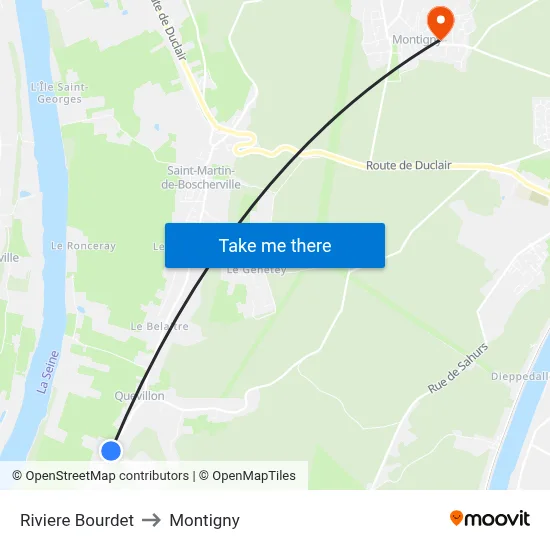 Riviere Bourdet to Montigny map