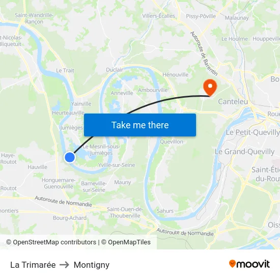 La Trimarée to Montigny map