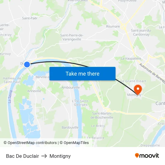 Bac De Duclair to Montigny map