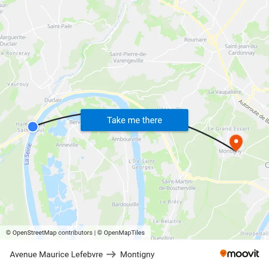 Avenue Maurice Lefebvre to Montigny map