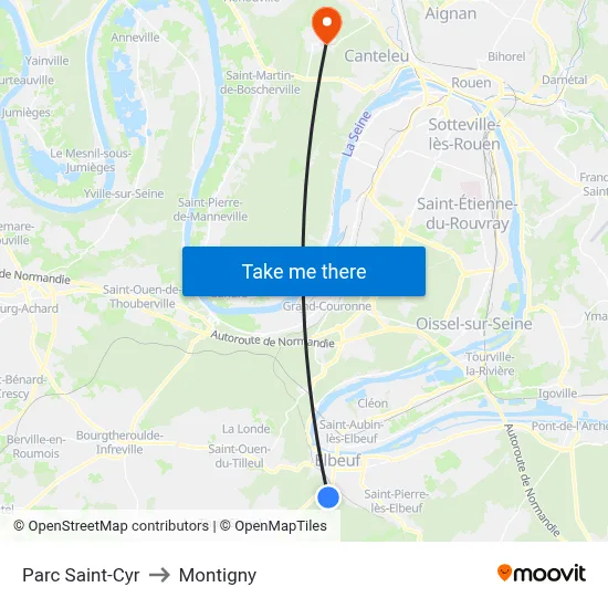 Parc Saint-Cyr to Montigny map