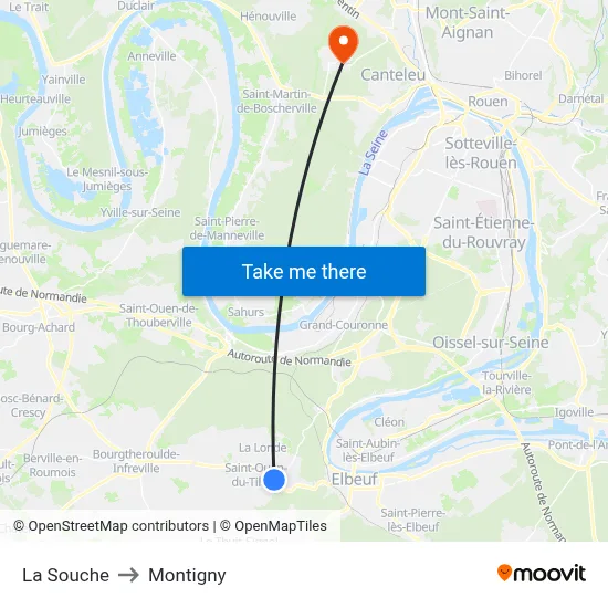 La Souche to Montigny map
