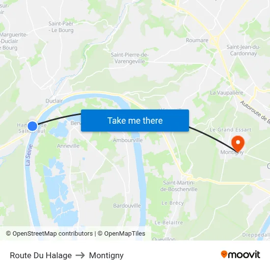 Route Du Halage to Montigny map