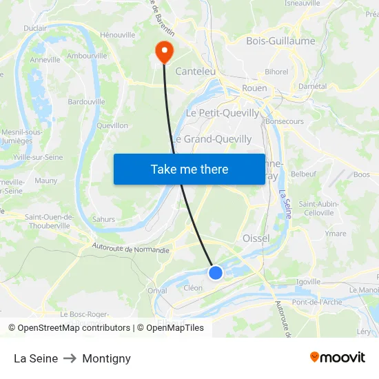 La Seine to Montigny map