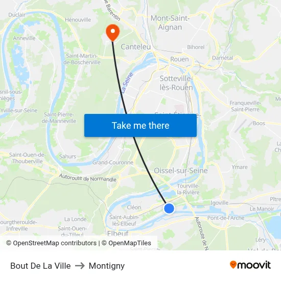 Bout De La Ville to Montigny map