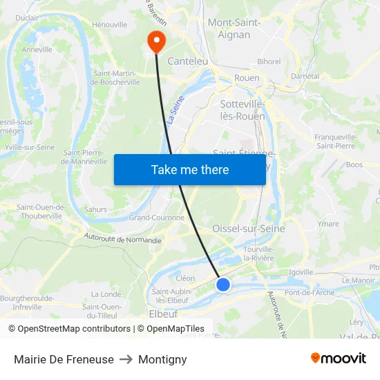 Mairie De Freneuse to Montigny map