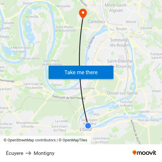Écuyere to Montigny map