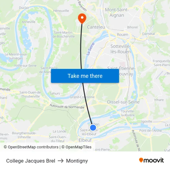 College Jacques Brel to Montigny map