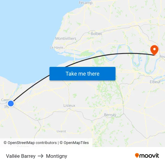 Vallée Barrey to Montigny map