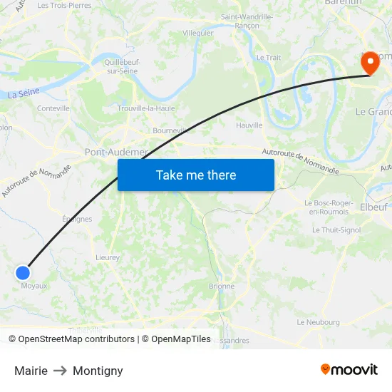 Mairie to Montigny map