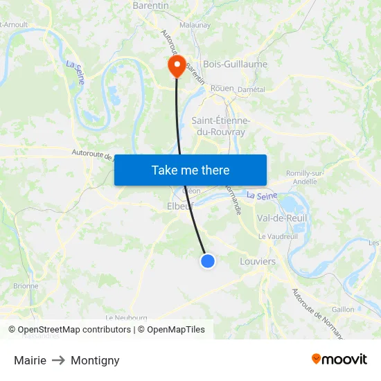 Mairie to Montigny map
