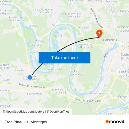 Froc Pinel to Montigny map
