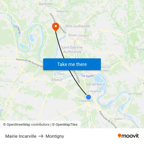 Mairie Incarville to Montigny map