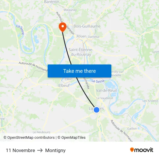 11 Novembre to Montigny map