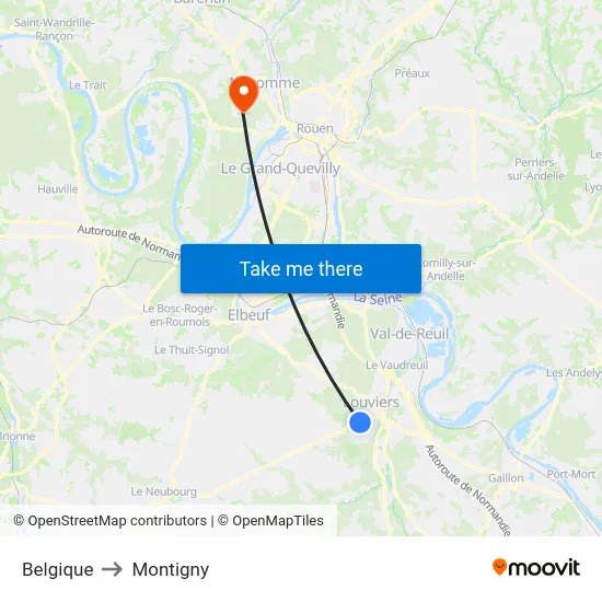 Belgique to Montigny map